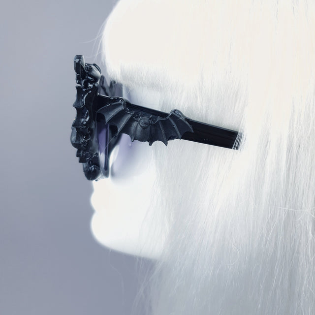 "Bats In The Belfry" Black Filigree Baroque Rococo Sunglasses