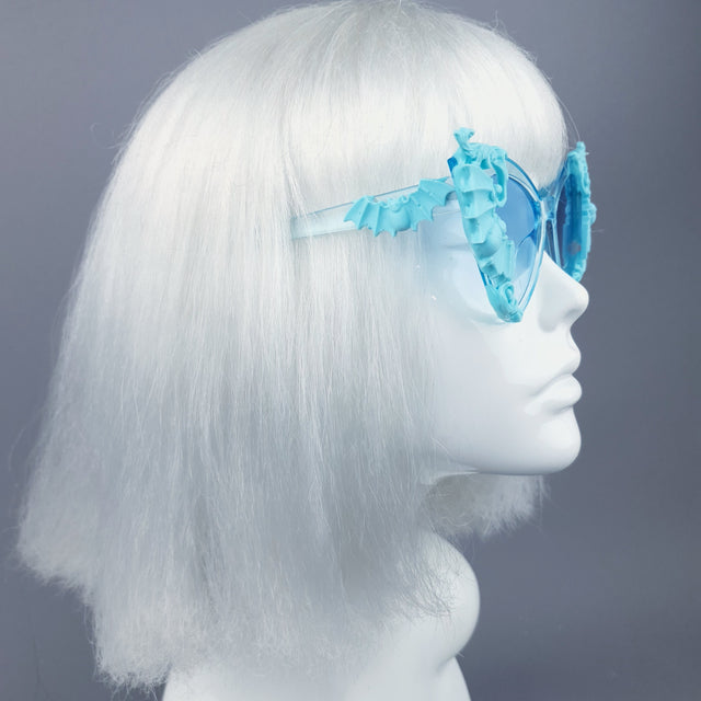 "Bats In The Belfry" Blue Filigree Baroque Rococo Sunglasses