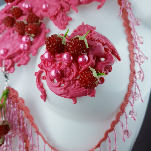 "Framboise" Raspberry, Unicorn & Pearl Pink Harness Body Jewellery & Pasties.