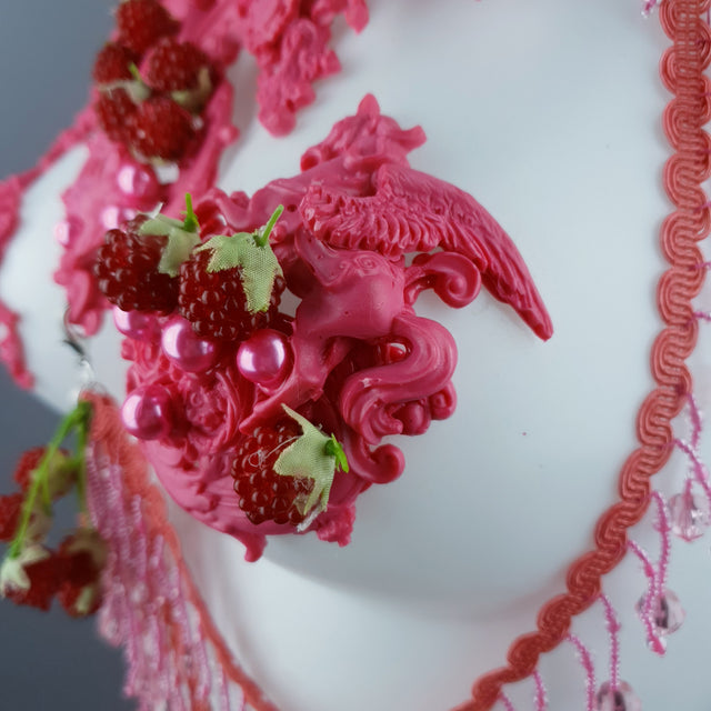 "Framboise" Raspberry, Unicorn & Pearl Pink Harness Body Jewellery & Pasties.