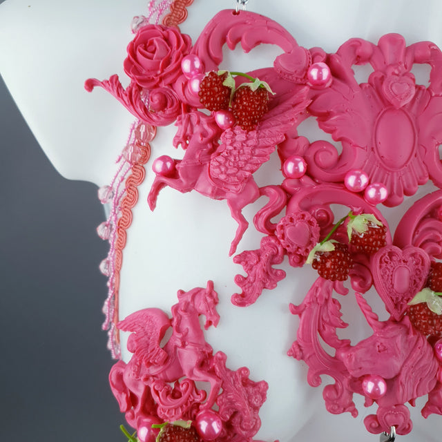 "Framboise" Raspberry, Unicorn & Pearl Pink Harness Body Jewellery & Pasties.