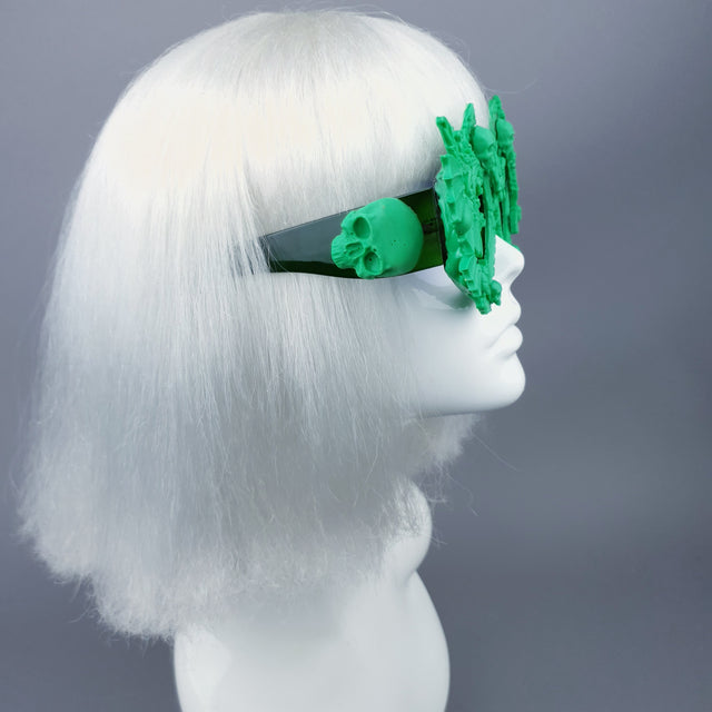 "Green Eyed Monster" Skull, Bat & Filigree Sunglasses