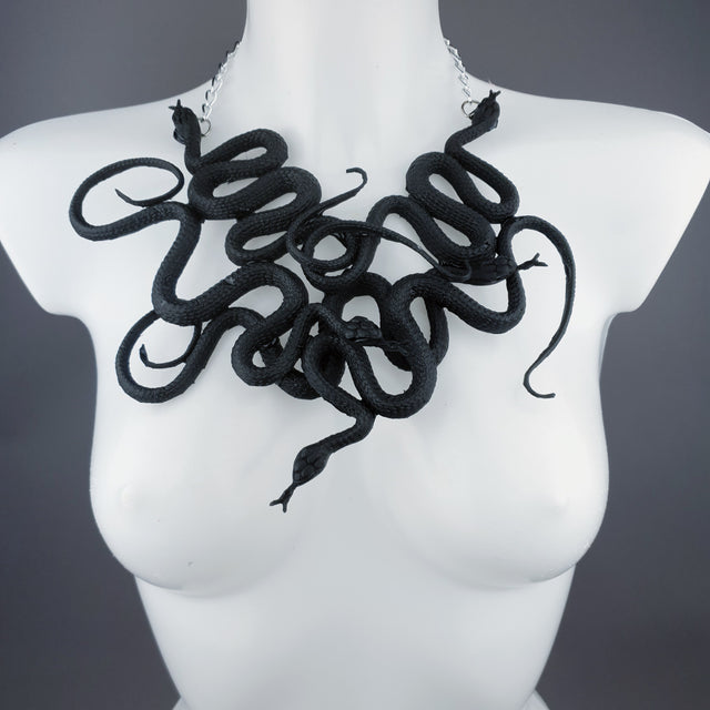 "Pantherophis" Nest of Black Snakes Necklace
