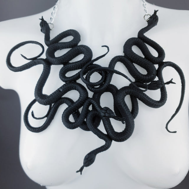 "Pantherophis" Nest of Black Snakes Necklace