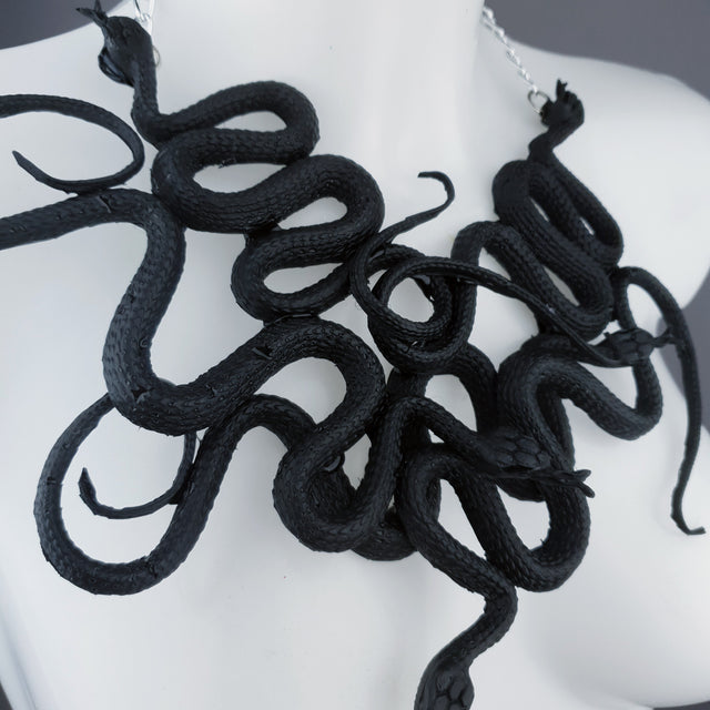 "Pantherophis" Nest of Black Snakes Necklace