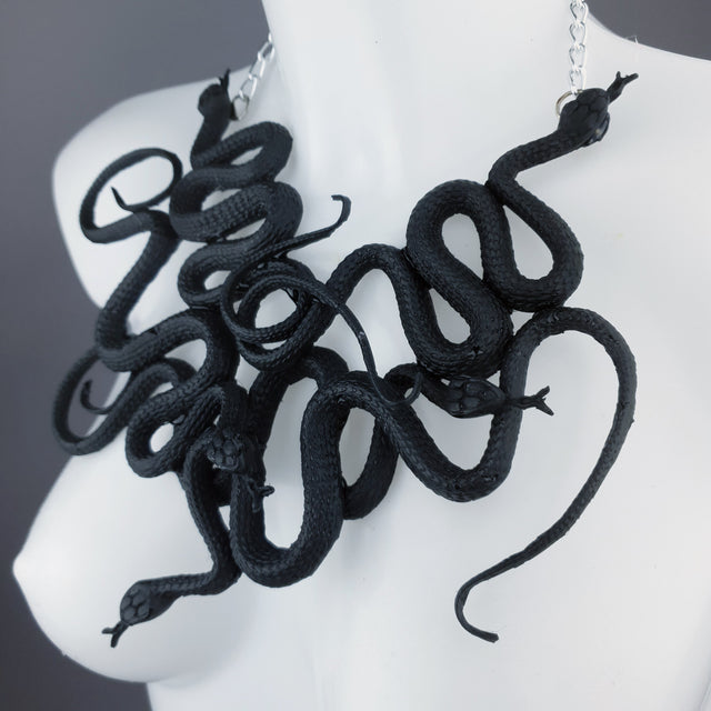 "Pantherophis" Nest of Black Snakes Necklace