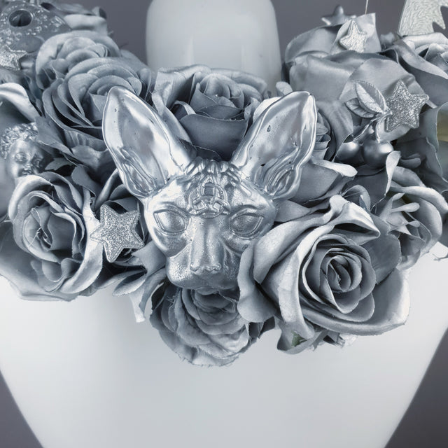 "Zilarra" OTT Silver Rose, Stars & Filigree Shoulder/Neckpiece