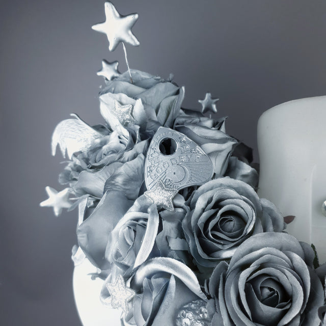 "Zilarra" OTT Silver Rose, Stars & Filigree Shoulder/Neckpiece