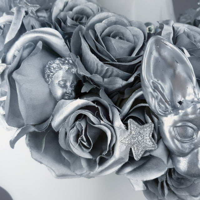 "Zilarra" OTT Silver Rose, Stars & Filigree Shoulder/Neckpiece