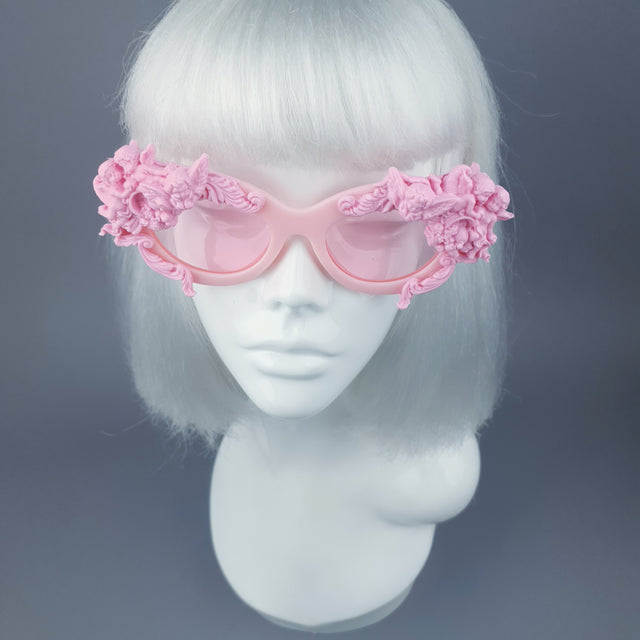 "Azrael" Pastel Pink Cherub & Filigree Sunglasses