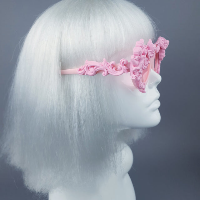 "Azrael" Pastel Pink Cherub & Filigree Sunglasses