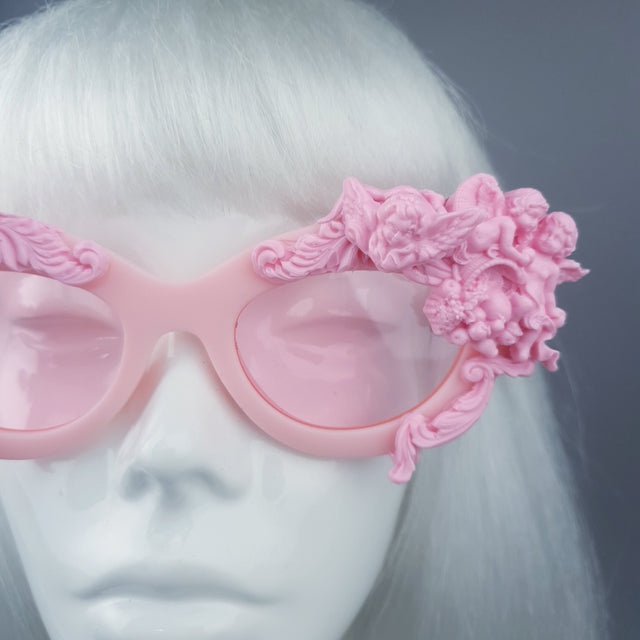 "Azrael" Pastel Pink Cherub & Filigree Sunglasses