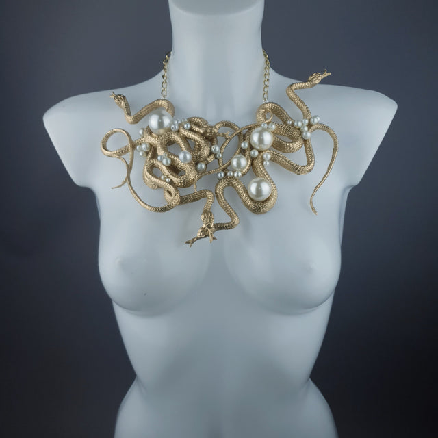 "Pantherophis" Nest of Gold Snakes Necklace