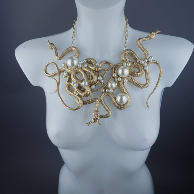 "Pantherophis" Nest of Gold Snakes Necklace
