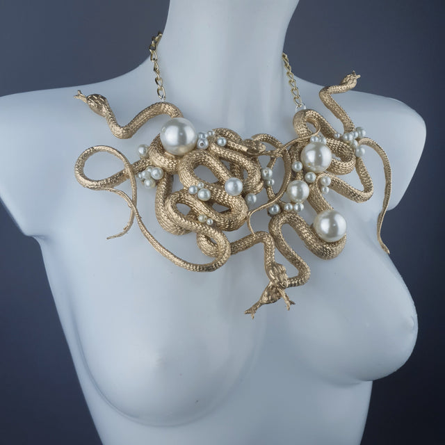 "Pantherophis" Nest of Gold Snakes Necklace