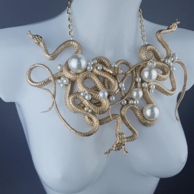 "Pantherophis" Nest of Gold Snakes Necklace