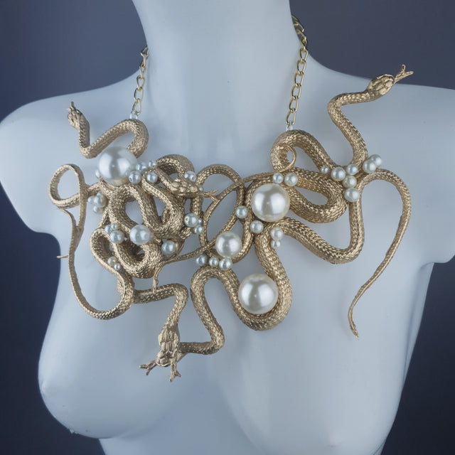 "Pantherophis" Nest of Gold Snakes Necklace