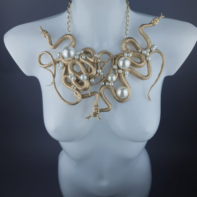 "Pantherophis" Nest of Gold Snakes Necklace