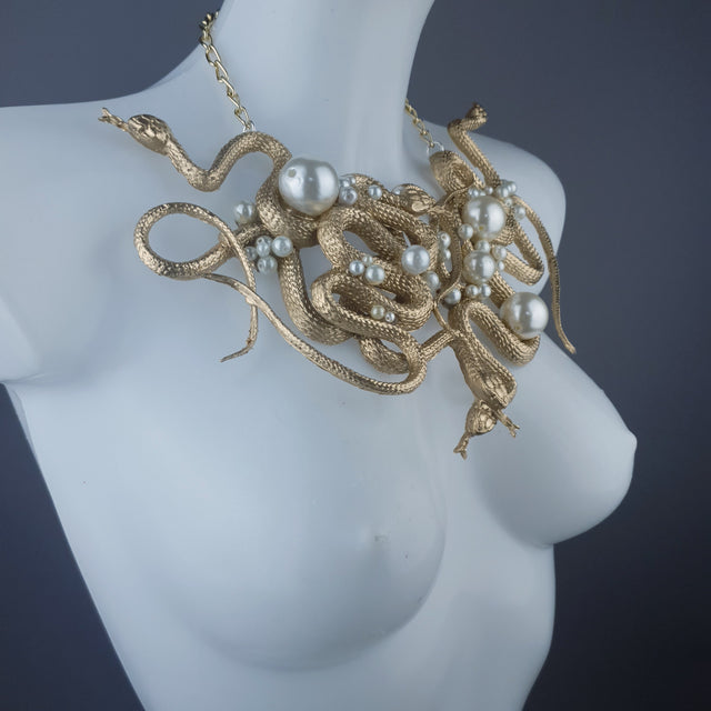 "Pantherophis" Nest of Gold Snakes Necklace