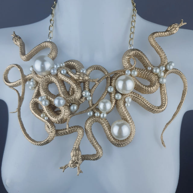 "Pantherophis" Nest of Gold Snakes Necklace