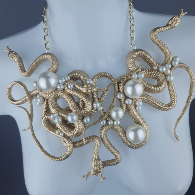 "Pantherophis" Nest of Gold Snakes Necklace