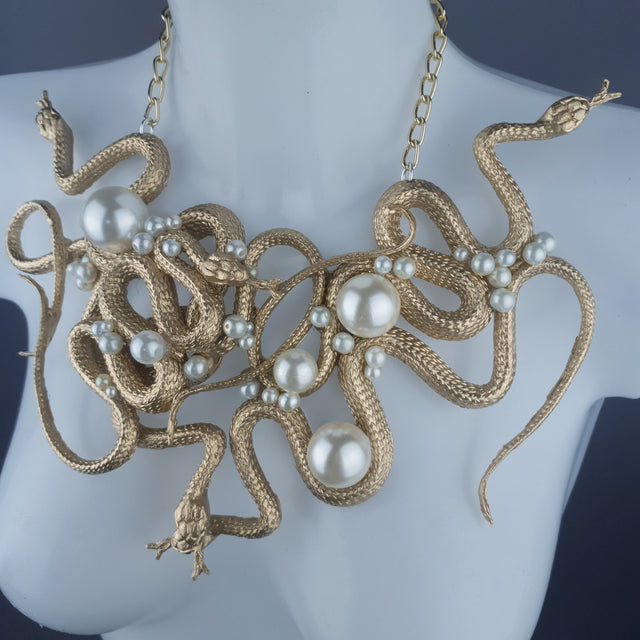 "Pantherophis" Nest of Gold Snakes Necklace