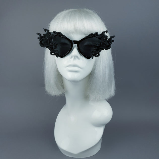 "Uriel" Black Filigree Cherub Angel Sunglasses