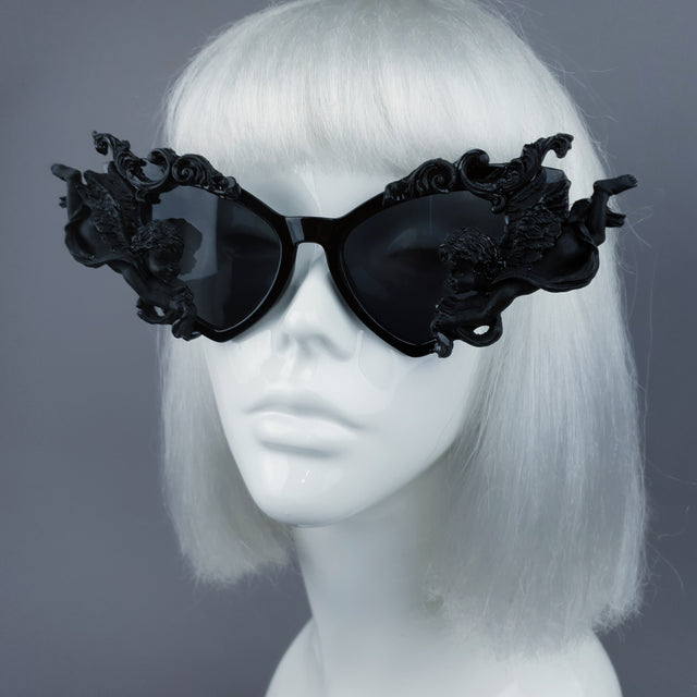 "Uriel" Black Filigree Cherub Angel Sunglasses