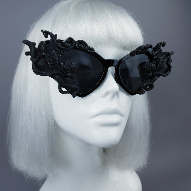 "Uriel" Black Filigree Cherub Angel Sunglasses
