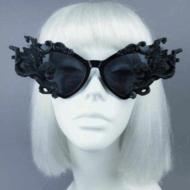 "Uriel" Black Filigree Cherub Angel Sunglasses