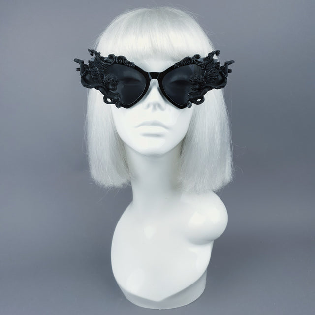 "Uriel" Black Filigree Cherub Angel Sunglasses