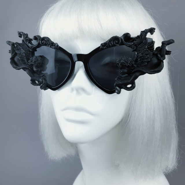"Uriel" Black Filigree Cherub Angel Sunglasses