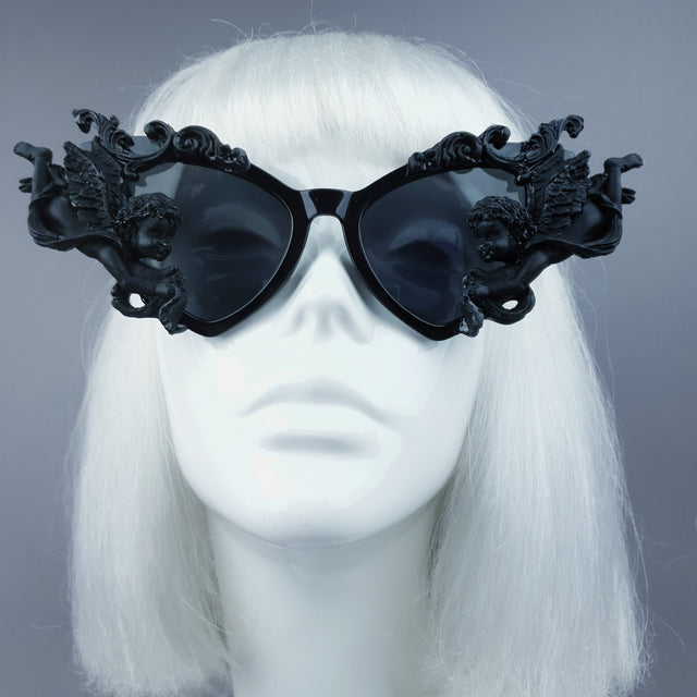 "Uriel" Black Filigree Cherub Angel Sunglasses
