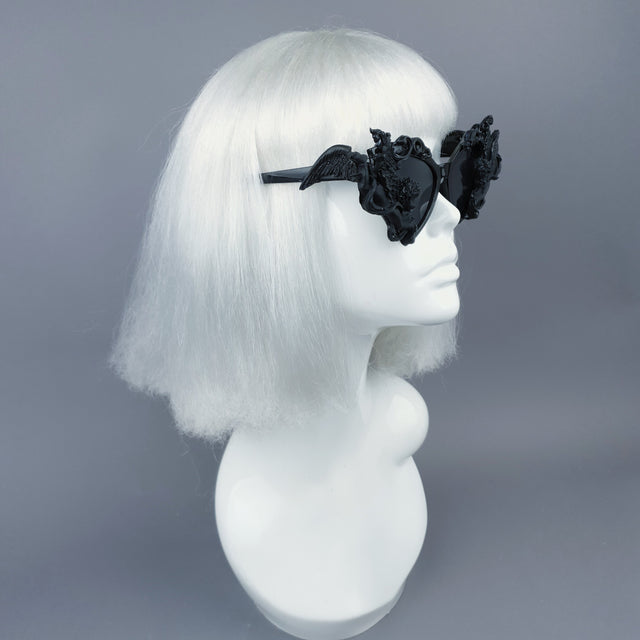 "Uriel" Black Filigree Cherub Angel Sunglasses