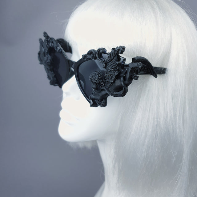"Uriel" Black Filigree Cherub Angel Sunglasses
