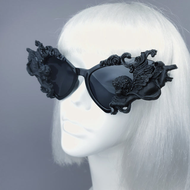 "Uriel" Black Filigree Cherub Angel Sunglasses