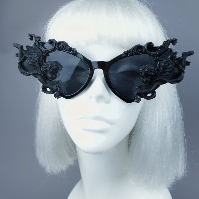 "Uriel" Black Filigree Cherub Angel Sunglasses