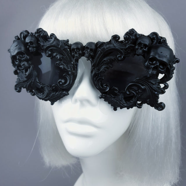"Mabuz" Black Skull & Filigree Sunglasses