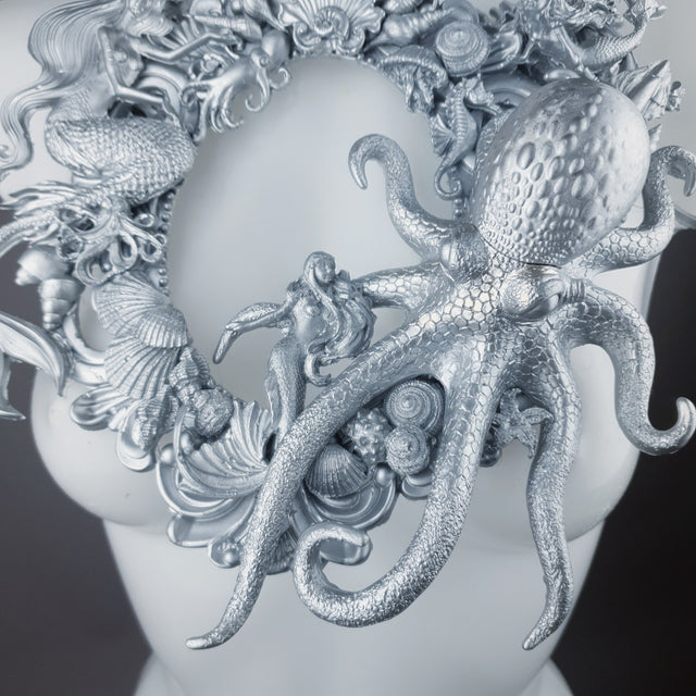 "Oceane" Silver Octopus, Mermaid & Sea Filigree Neckpiece
