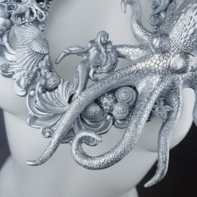 "Oceane" Silver Octopus, Mermaid & Sea Filigree Neckpiece