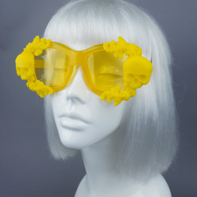 "Aurelio" Yellow Unisex Sunglasses with Skulls