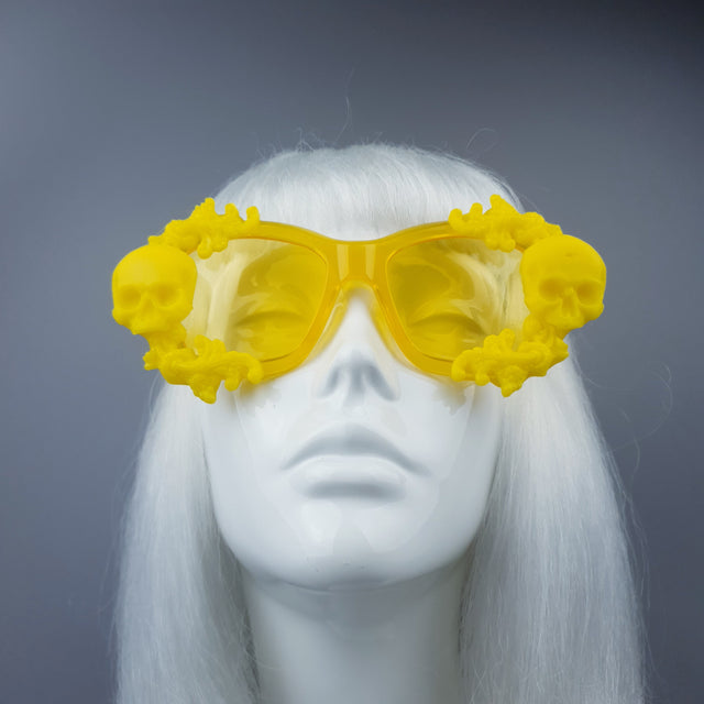 "Aurelio" Yellow Unisex Sunglasses with Skulls