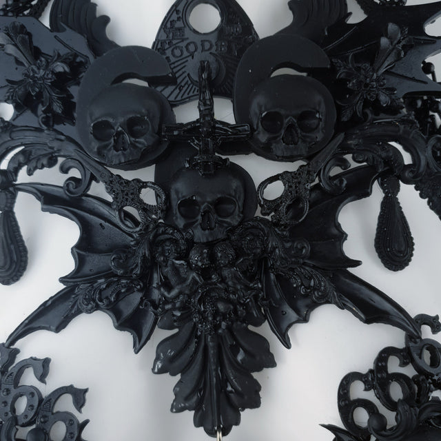 "Manon" Black Filigree 666 & Beading Jewellery Harness with Nipple Pasties