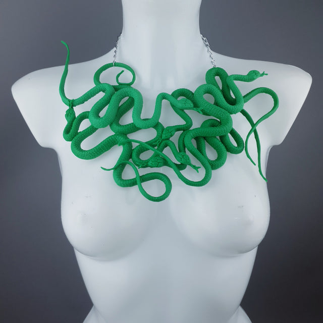 "Pantherophis" Nest of Green Snakes Necklace