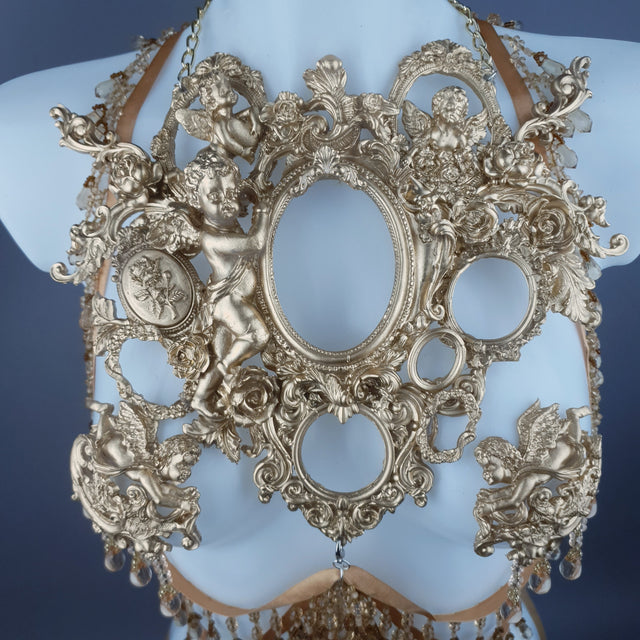 "Celeste" Gold Filigree & Beading Jewellery Harness with Nipple Pasties