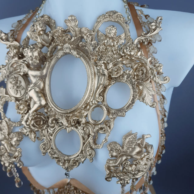 "Celeste" Gold Filigree & Beading Jewellery Harness with Nipple Pasties
