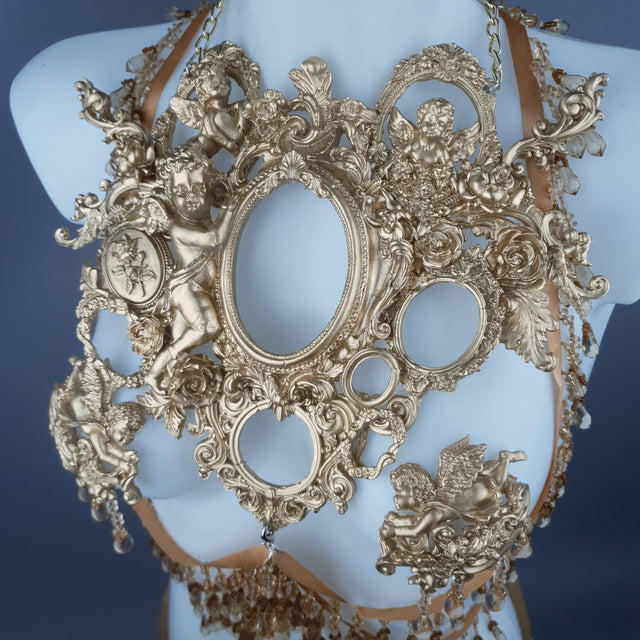 "Celeste" Gold Filigree & Beading Jewellery Harness with Nipple Pasties