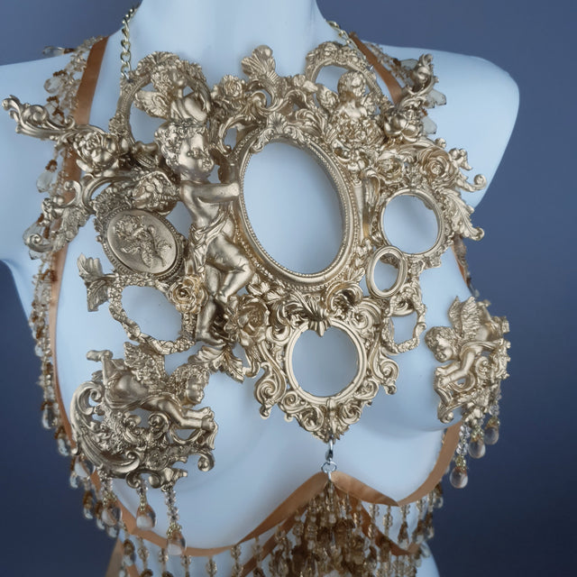 "Celeste" Gold Filigree & Beading Jewellery Harness with Nipple Pasties