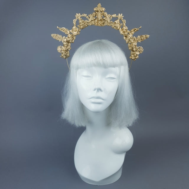 "Luz" Gold Cherub Filigree Halo