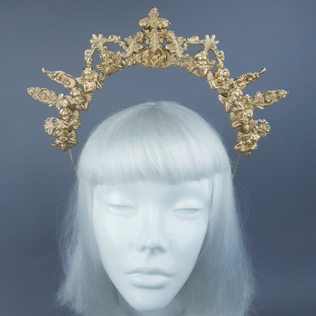 "Luz" Gold Cherub Filigree Halo